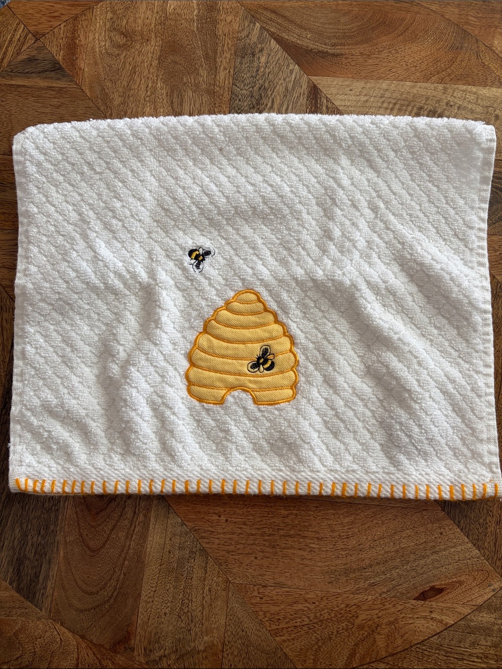 Embroidered Beehive Cotton Hand Towel